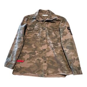 Zara Kids Camo Button Up Shirt Jacket‎ Size 10 Utility Military Style
